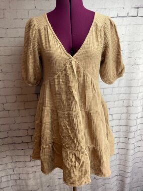 Aerie size small tan pool to party tiered mini dress